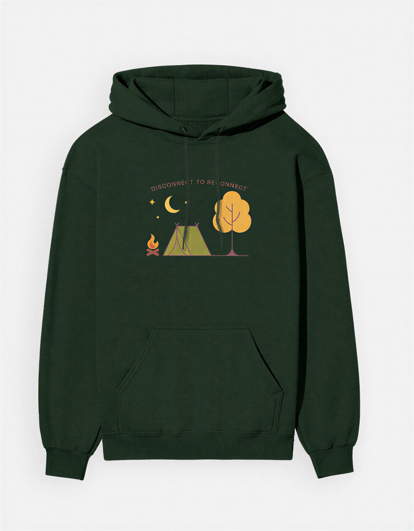 Disconnect to Reconnect Hoodie in Bottle Green – Adventure Inspired Nature Sweatshirt by KalakarMod