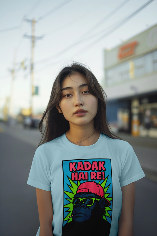 Kadak hai re t-shirt by KalakarMod comic pop-art Mumbai slang tee with bold street style for desi fashion lovers