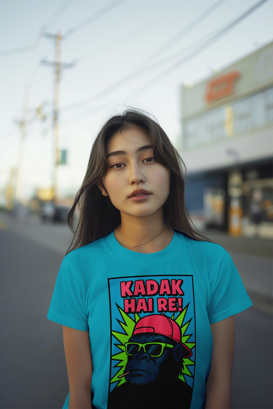 Kadak hai re t-shirt by KalakarMod – comic pop-art Mumbai slang tee with bold street style for desi fashion lovers
