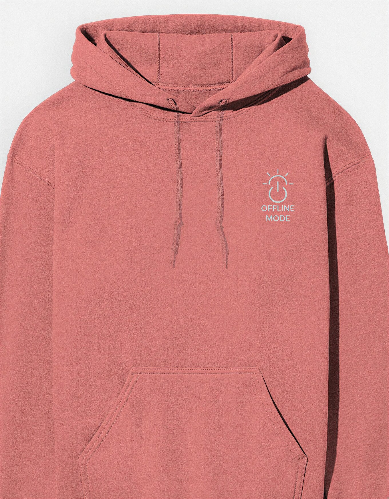 Coral Offline Mode glow-in-dark hoodie – minimal vinyl print streetwear